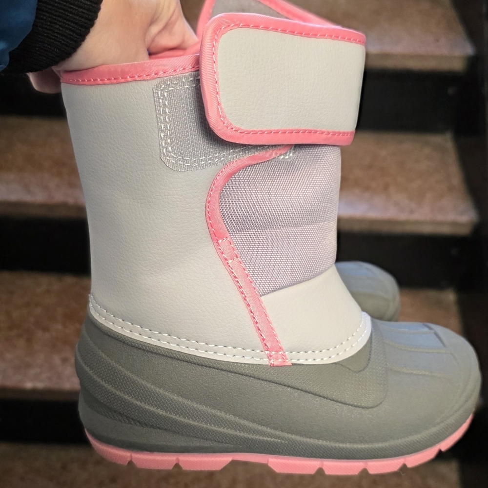 Cat & Jack Pink and Gray Kids Snow Boots 10T